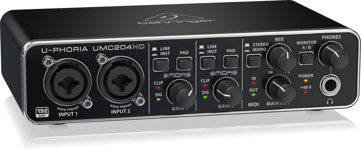 Interfaz de audio USB Behringer UMC204HD de 2 canales