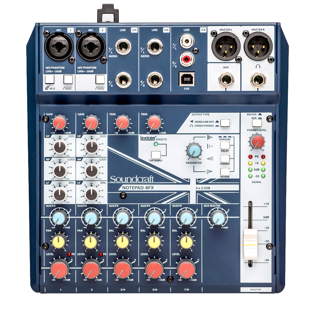 Consola análoga Soundcraft Notepad-8FX de 8 canales con USB y efectos