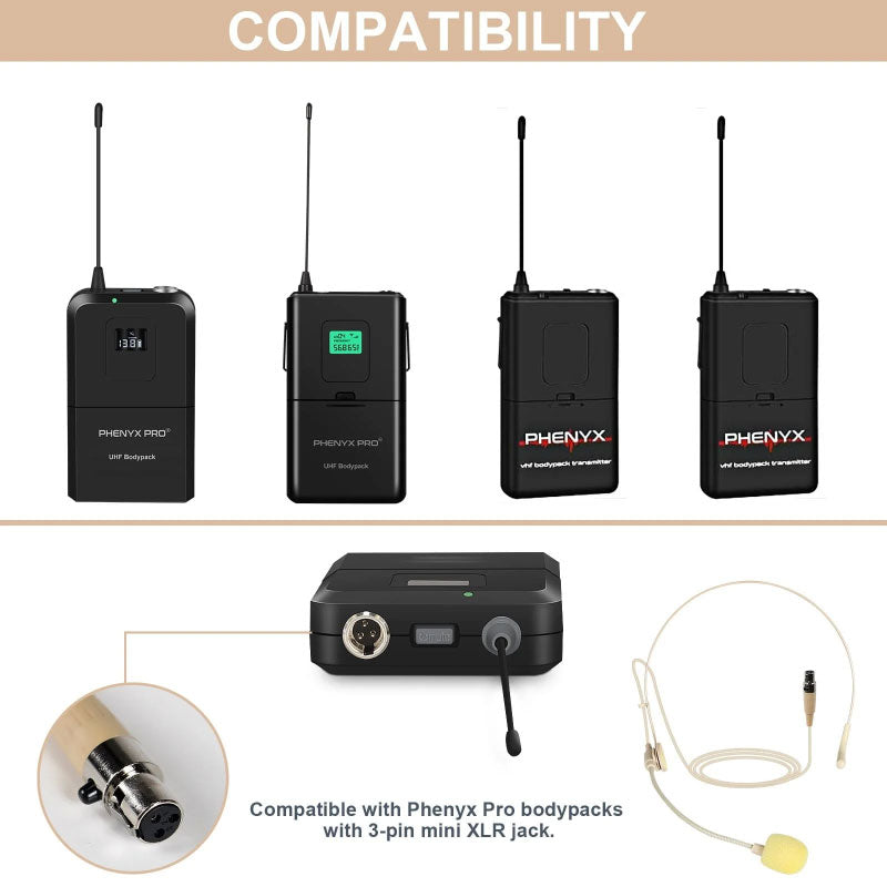 Phenyx Pro 2HM-BGE Micrófono de diadema condensador beige (par)