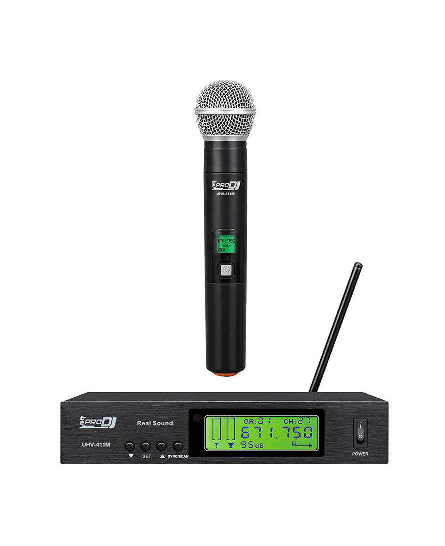 Micrófono inalámbrico de mano Pro DJ UHV-411M con receptor UHF