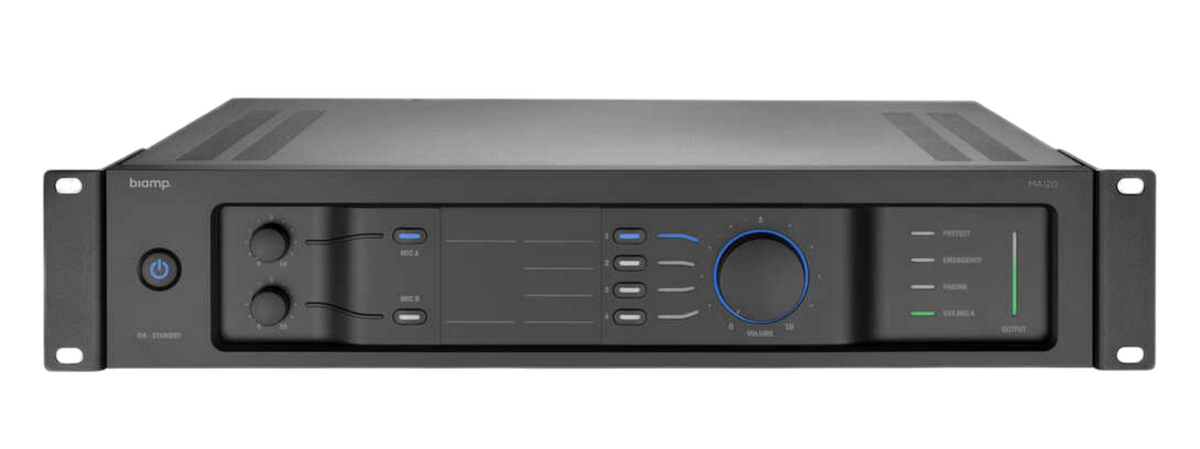 Mezclador-amplificador Biamp Community MA120 de 120 W para línea 70/100 V