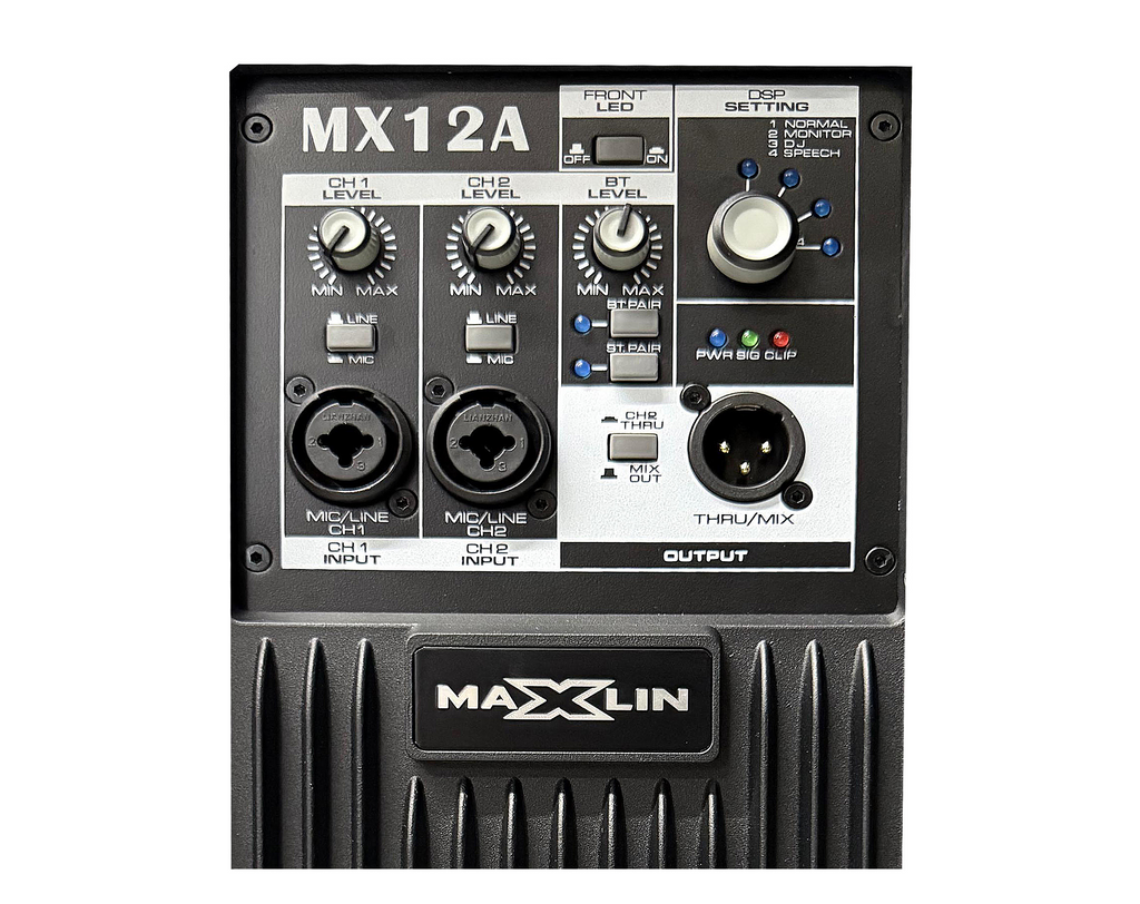 Cabina activa Maxlin MX12A de 12 pulgadas con Bluetooth y DSP