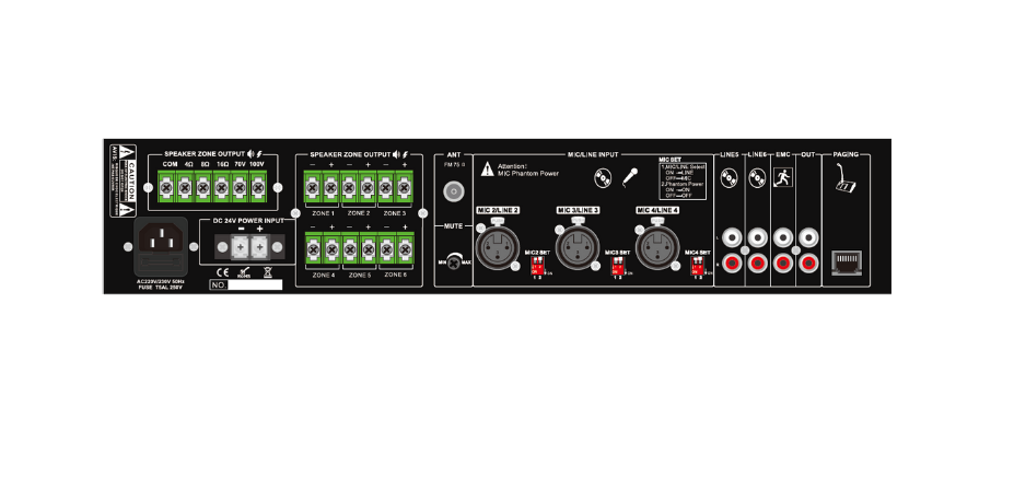 Mixer amplificado Dream Sound XMAZ-500 de 500 W con 6 zonas