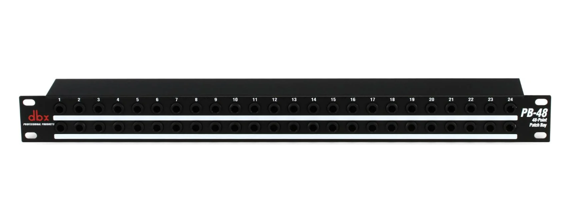 Patchbay dbx PB-48 de 48 puntos con conectores plug de 1/4 pulgada