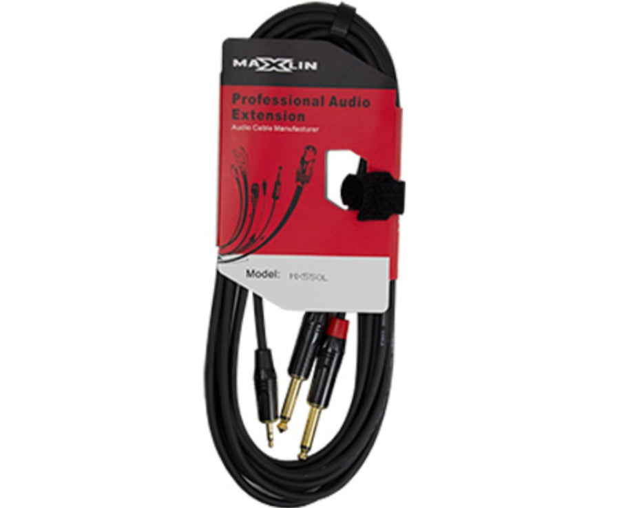 Cable Maxlin MX550L5 plug 3,5 mm estéreo a 2 plugs 1/4 TS de 5 metros