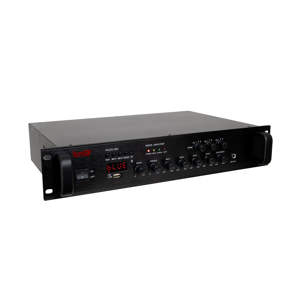 Amplificador de 3 zonas Pro DJ PA220-3BC con Bluetooth y USB