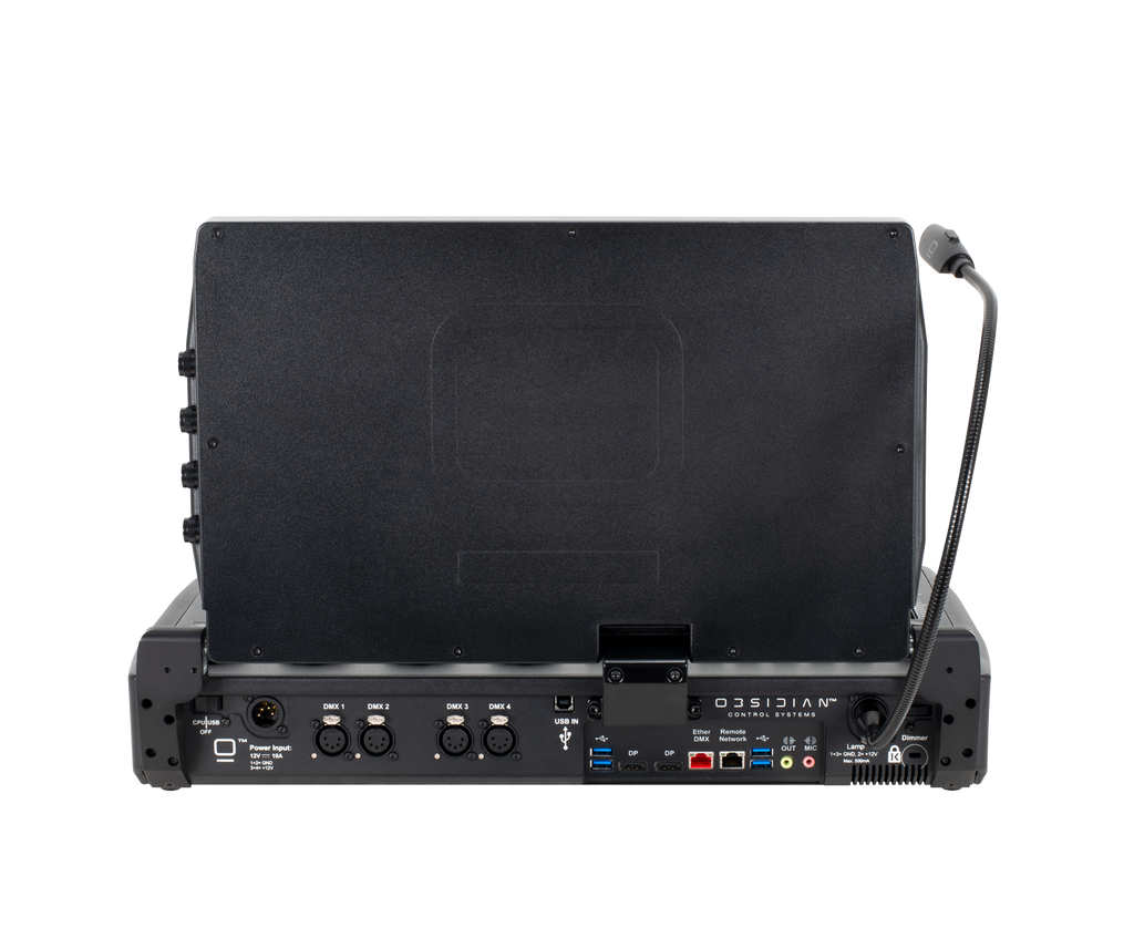 Consola de iluminación Obsidian NX2 con faders y pantalla táctil