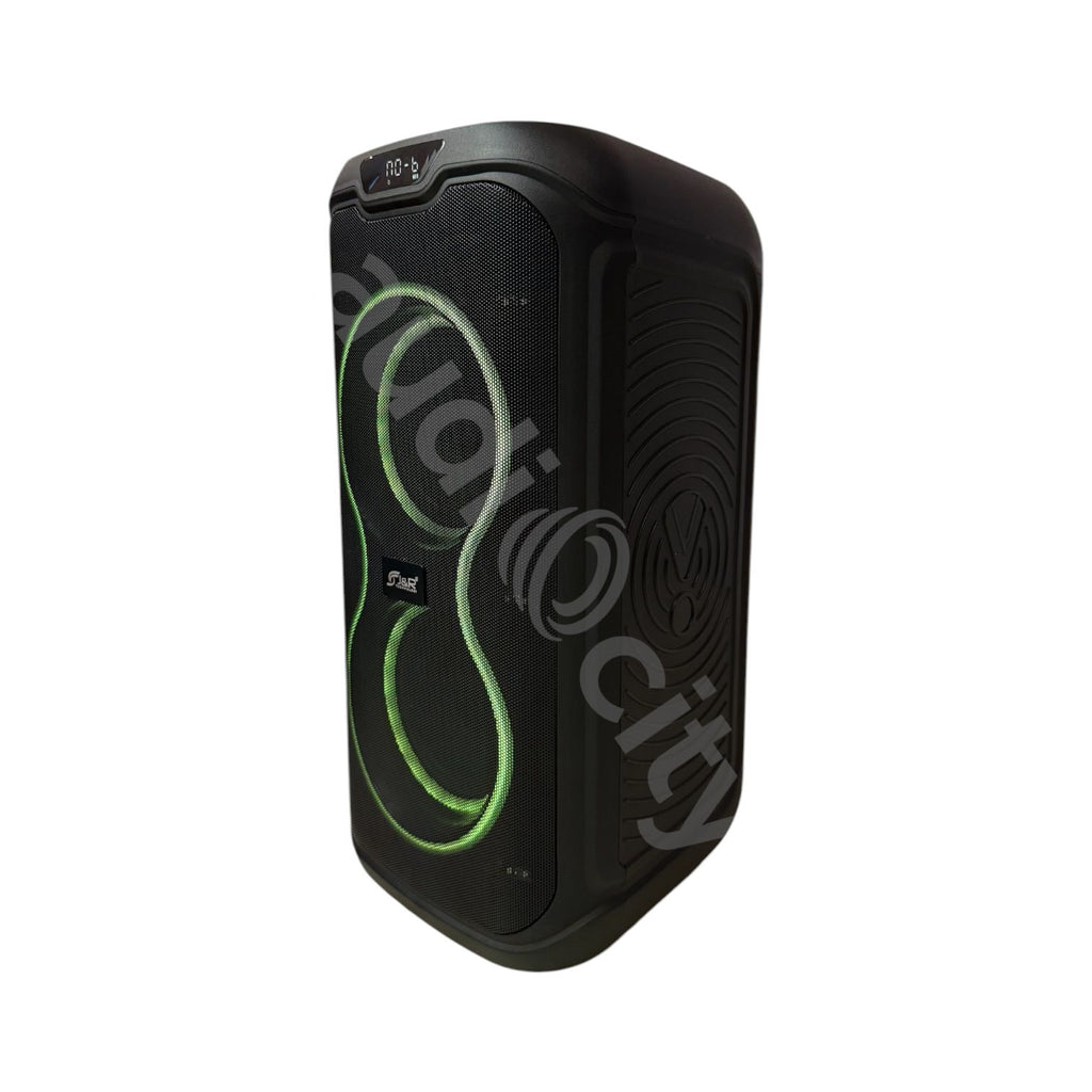 Parlante recargable J&R LIGHT FEST J5296 con doble woofer y luces RGB
