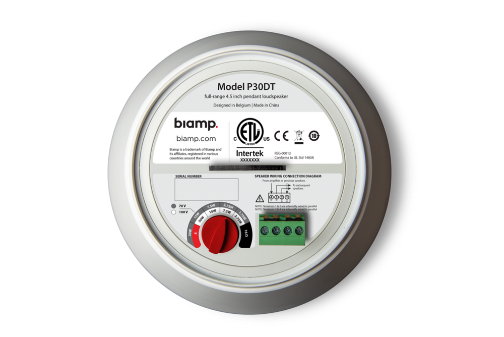 Parlante colgante Biamp Community P30DT-BL negro de 4,25 pulgadas