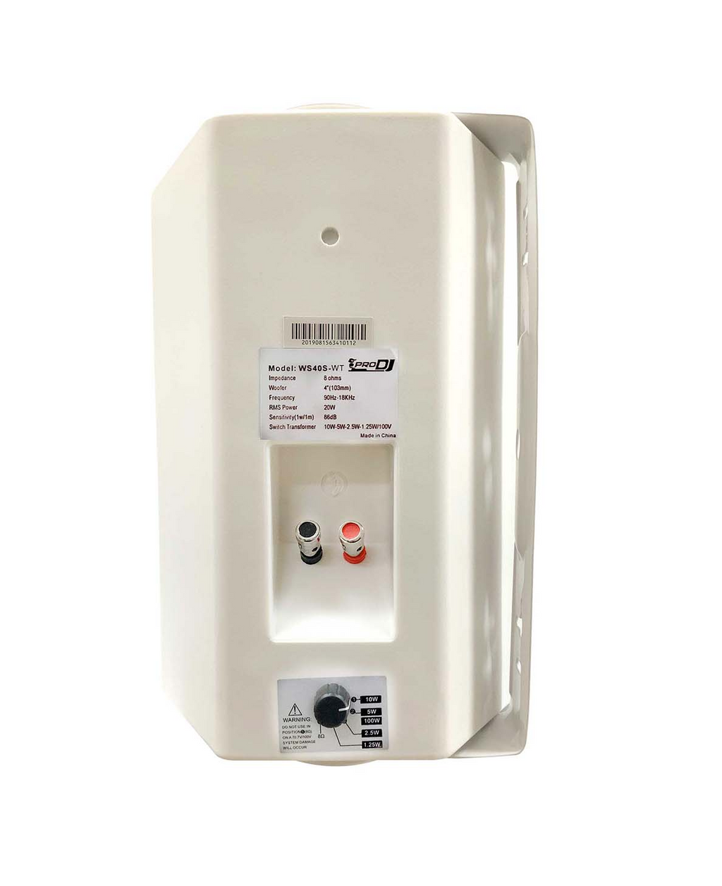 Par de parlantes ambientales de pared Pro DJ WS40S-WT de 4 pulgadas en color blanco
