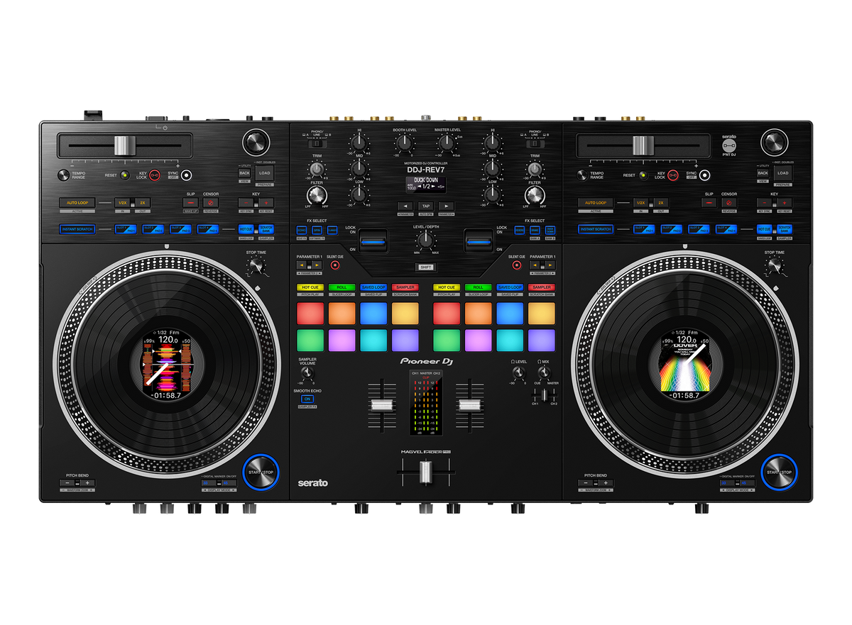 Controlador DJ Pioneer DJ DDJ-REV7 con monitores DM-40D