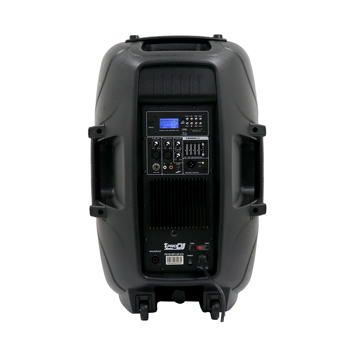 Cabina activa Pro DJ PB15E-MP3-OP SYS de 15 pulgadas con micrófono y trípode
