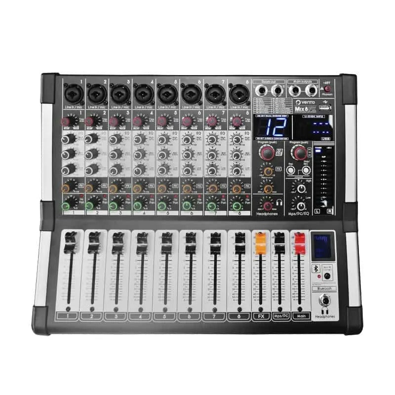 Consola de audio pasiva Vento MIX8FX de 8 canales con efectos y Bluetooth