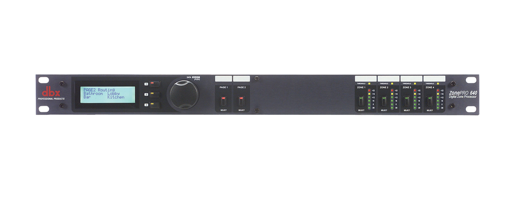 Procesador de zona digital dbx Zone Pro 640 de 6 entradas y 4 salidas en rack