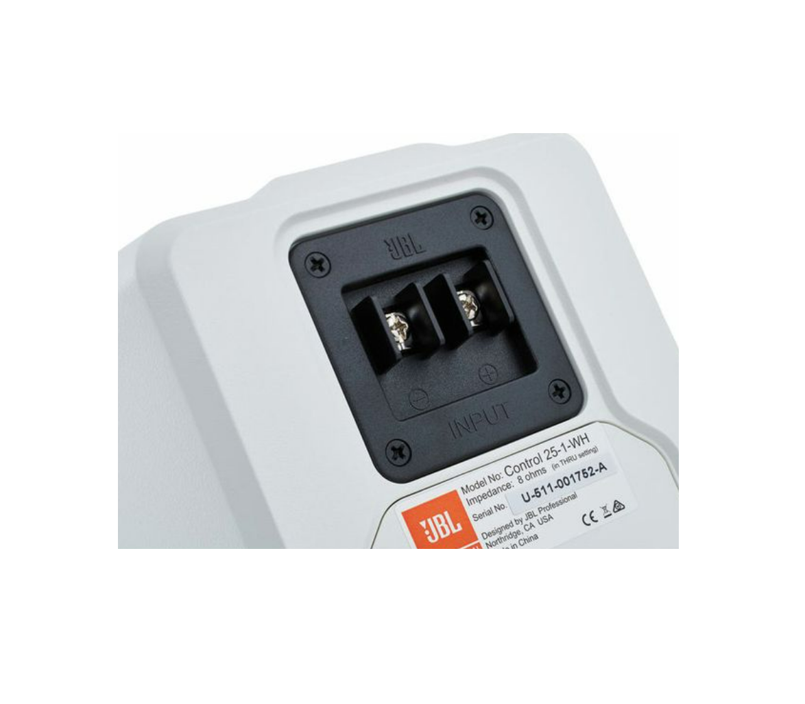 Par de parlantes de pared JBL Control 25-1 WH blancos con soporte de bola
