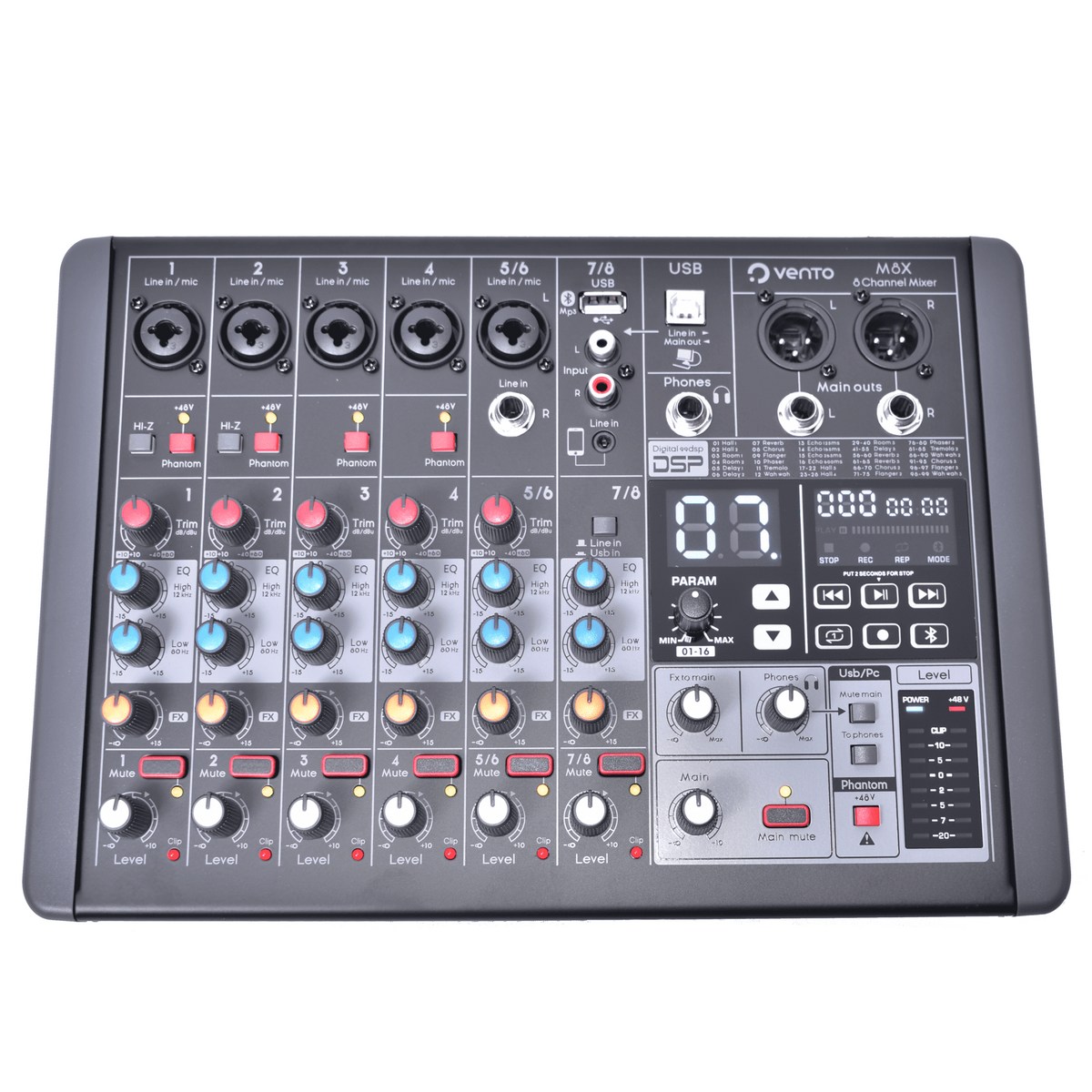 Mezclador pasivo Vento M8X de 8 canales con interfaz USB y efectos
