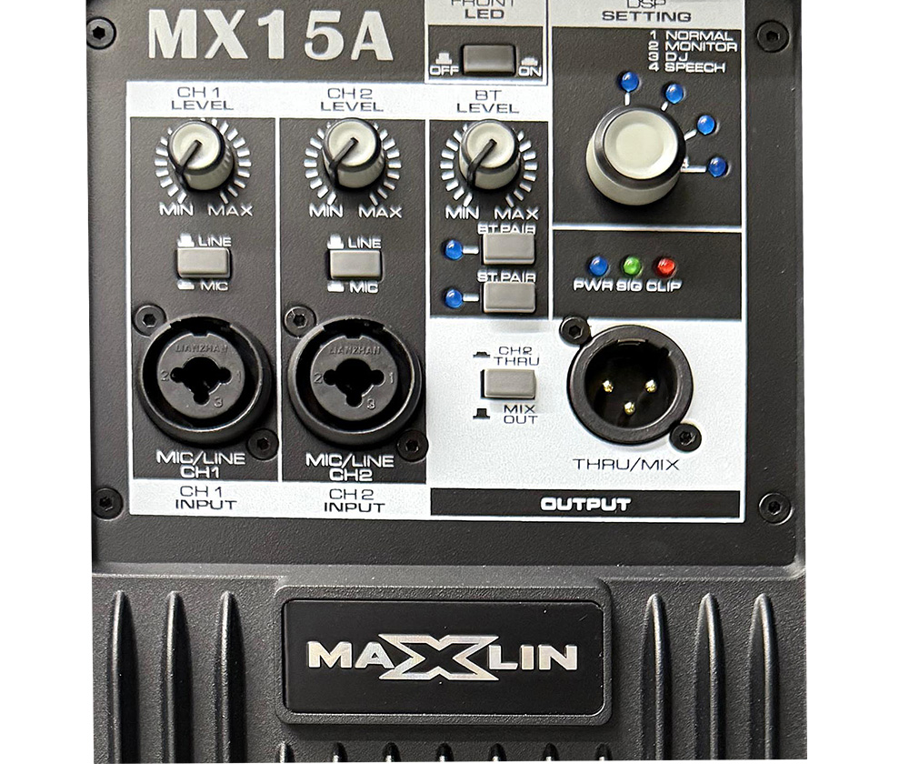 Cabina activa Maxlin MX15A de 15 pulgadas con Bluetooth y DSP