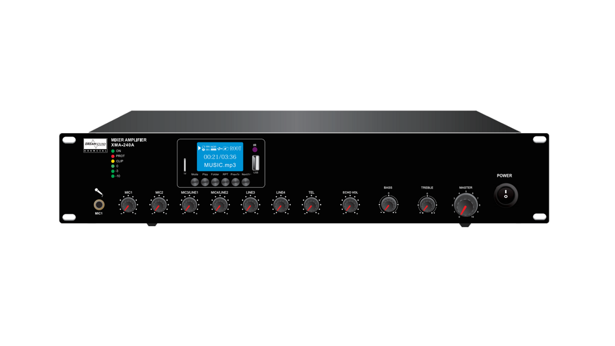 Mixer amplificador Dream Sound XMA-240A de 240 W con salida de línea 70 V y 100 V