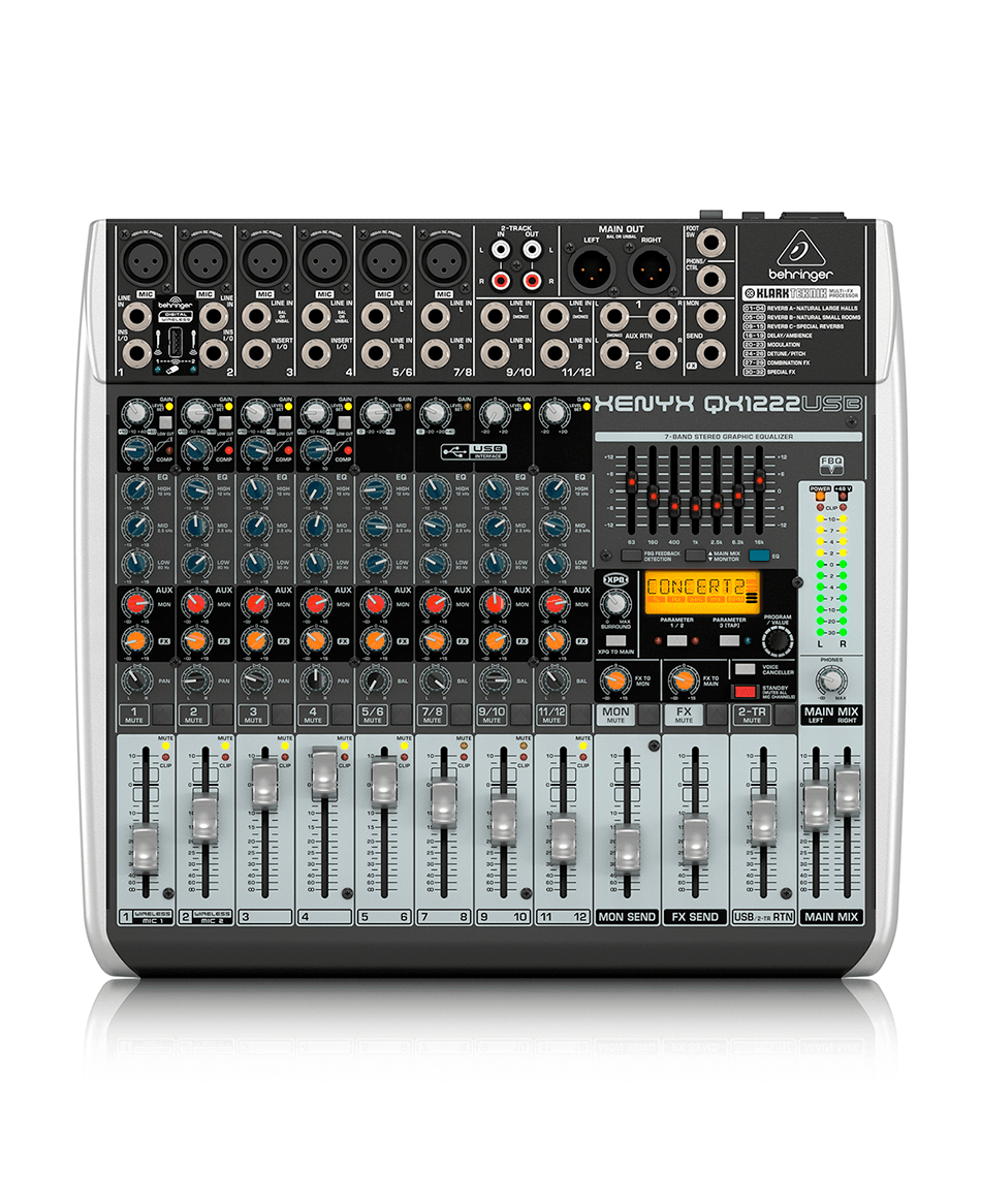 Mezclador análogo Behringer QX1222USB de 6 entradas híbridas con USB