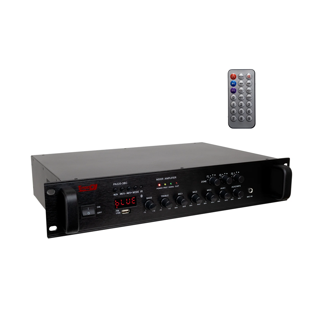 Amplificador de 3 zonas Pro DJ PA220-3BC con Bluetooth y USB