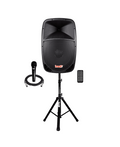 Cabina activa Pro DJ PB15E-MP3 SYS de 15 pulgadas con trípode y micrófono