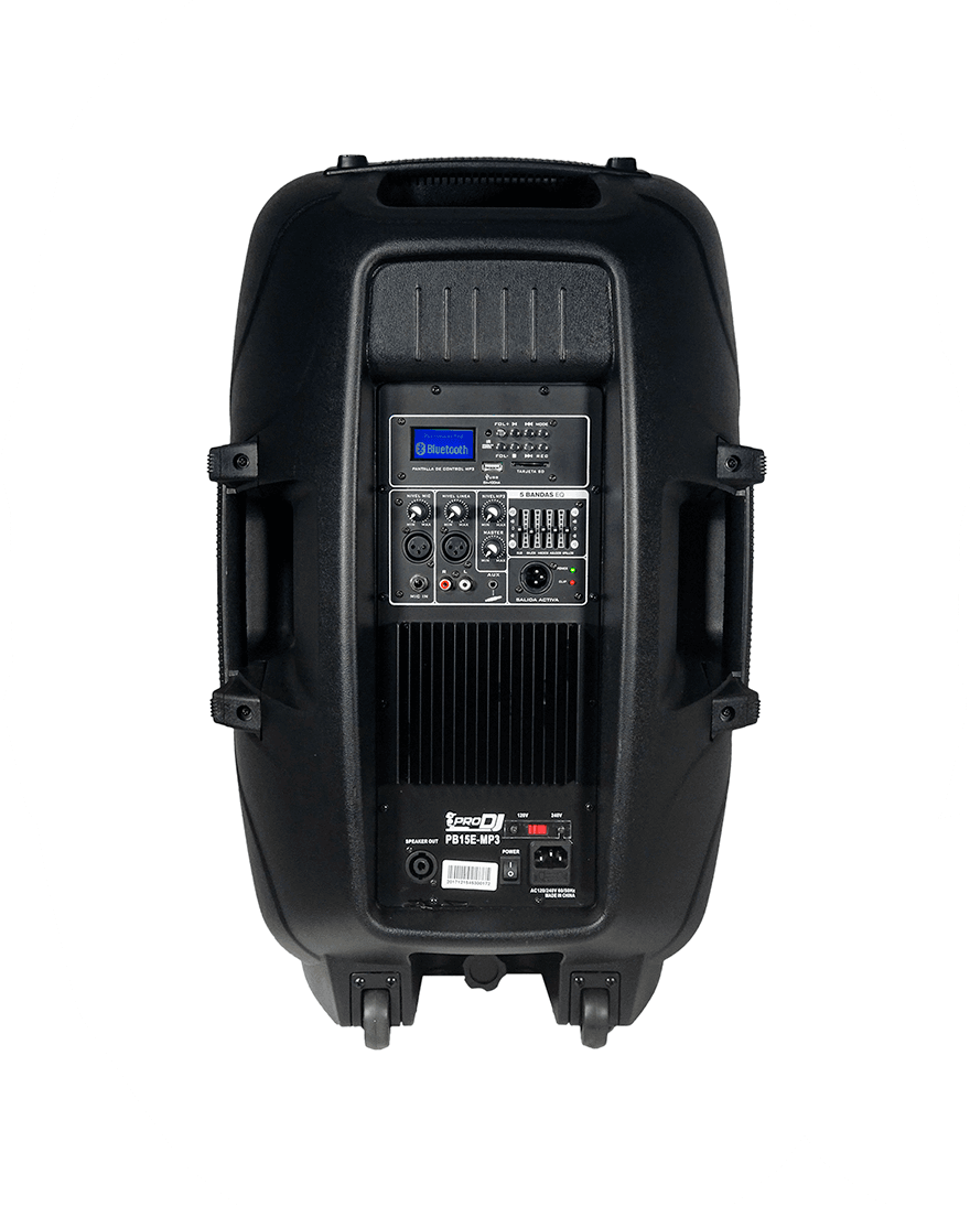 Cabina activa Pro DJ PB15E-MP3 de 15 pulgadas con Bluetooth y lector USB/SD