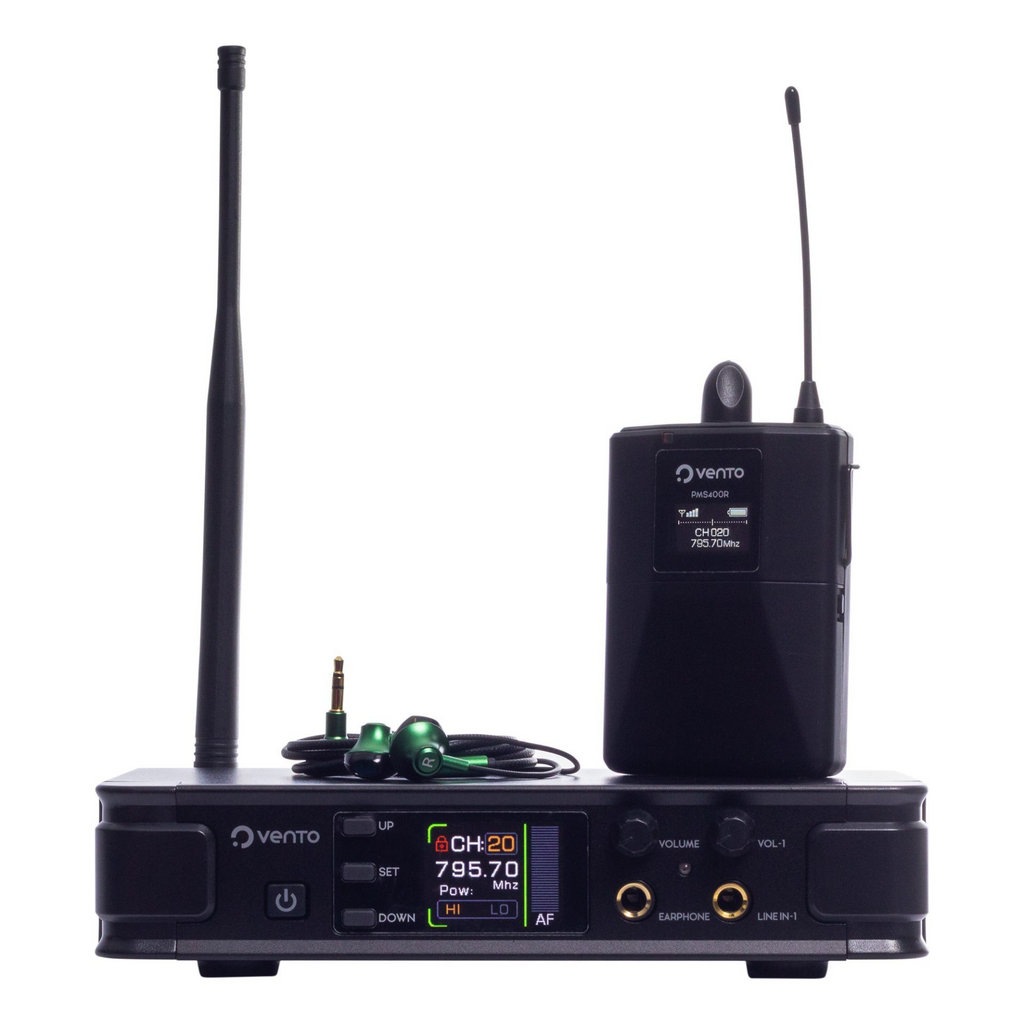 Sistema de monitoreo in-ear inalámbrico Vento PSM400 con transmisor y receptor