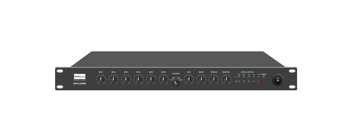 Mixer preamplificador estéreo Dream Sound XZPA-200MX de 11 canales para rack