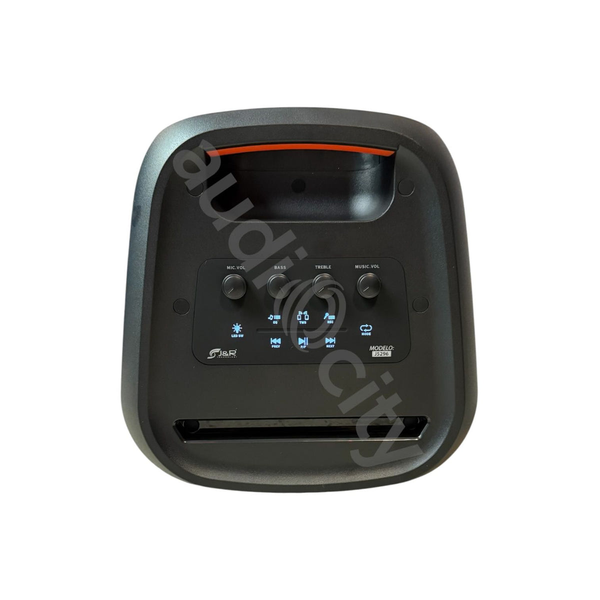 Parlante recargable J&R LIGHT FEST J5296 con doble woofer y luces RGB