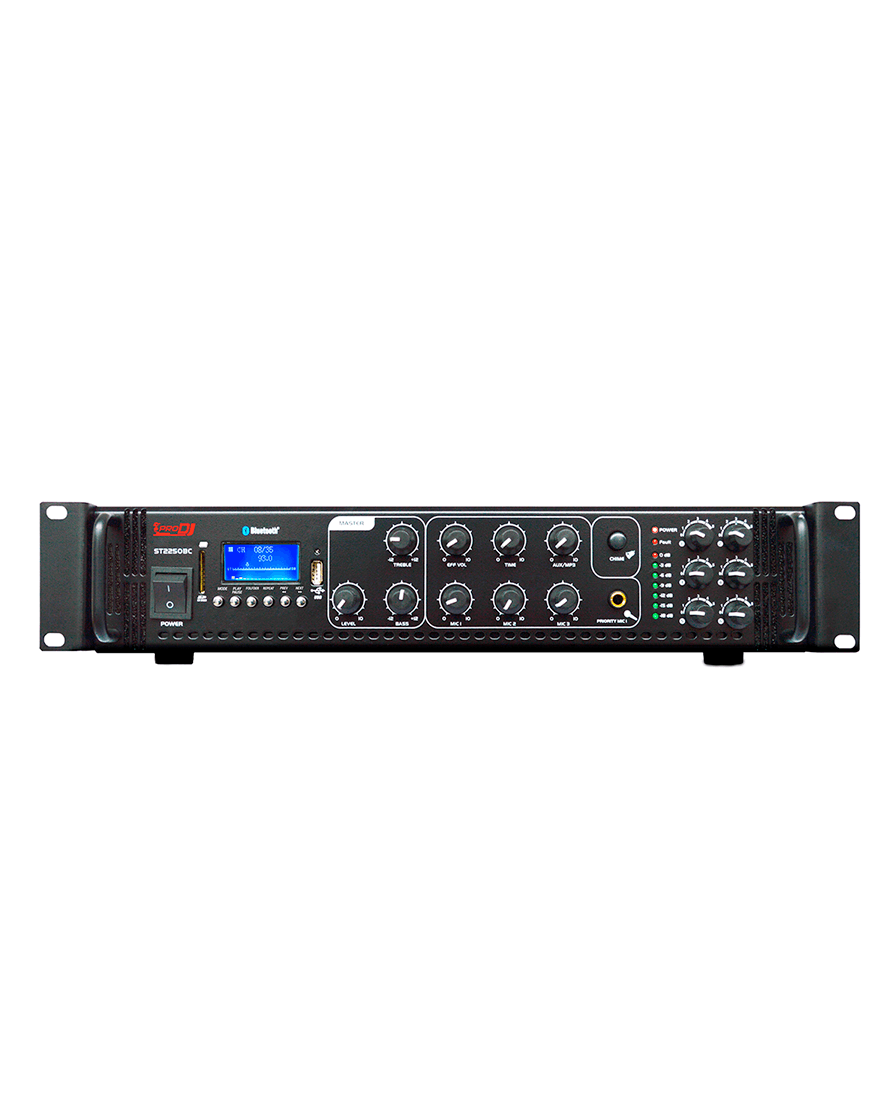 Amplificador ambiental Pro DJ ST2250BC de 6 zonas y 250 W con Bluetooth
