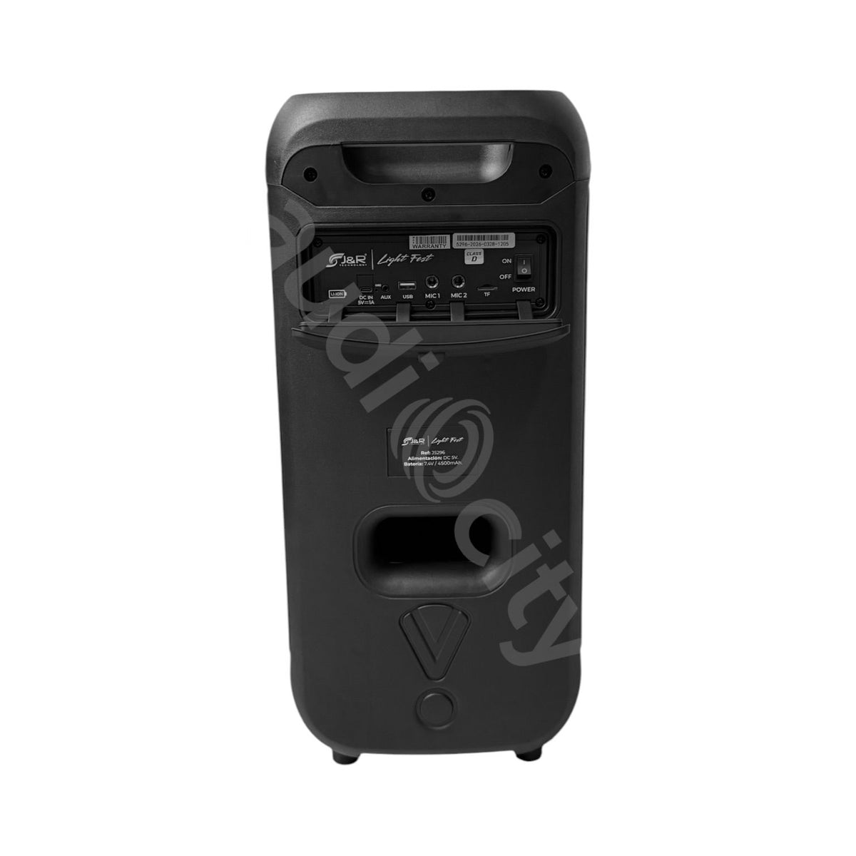Parlante recargable J&R LIGHT FEST J5296 con doble woofer y luces RGB