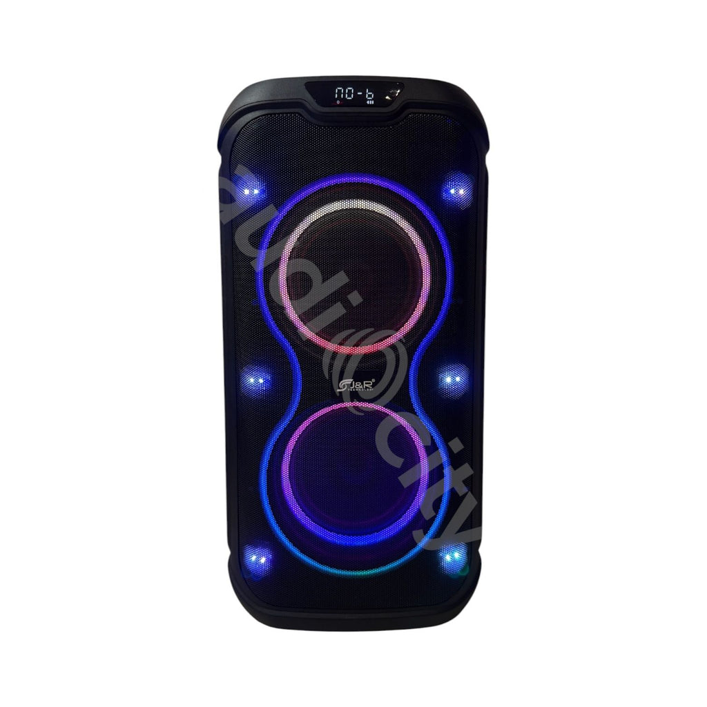 Parlante recargable J&R LIGHT FEST J5296 con doble woofer y luces RGB