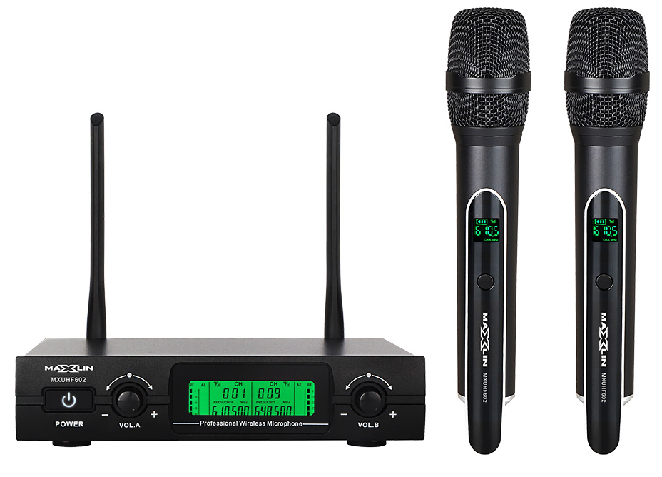 Sistema inalámbrico Maxlin MXUHF602 con dos micrófonos de mano