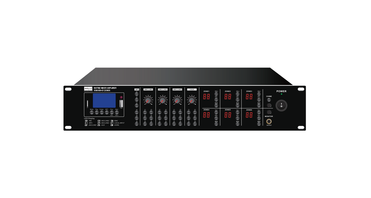 Matriz amplificada Dream Sound XMAM-6120MX de 6 entradas y 6 zonas