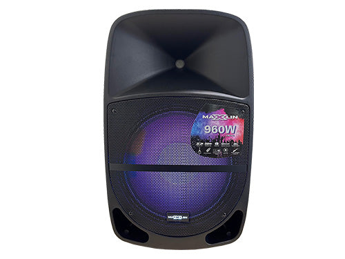 Cabina activa Maxlin MX15E de 15 pulgadas con trípode y micrófono