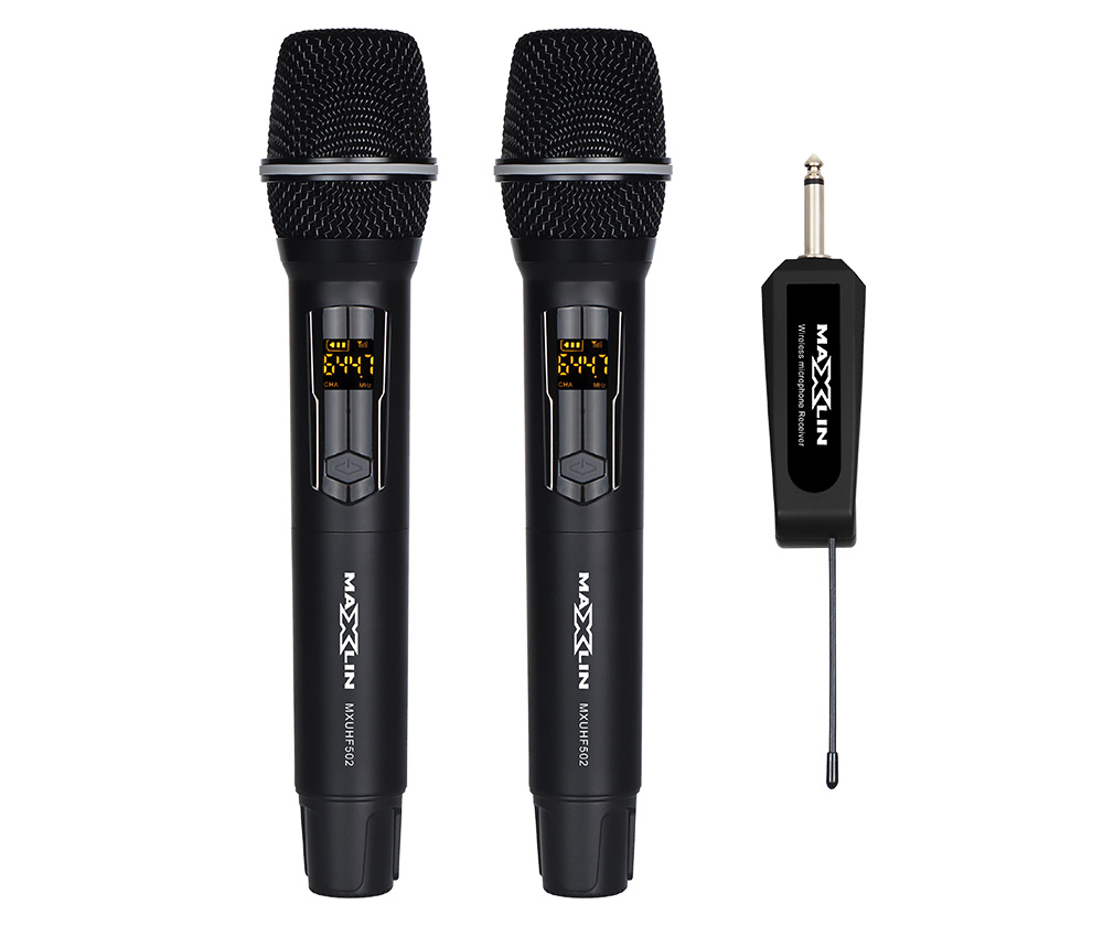 Sistema de micrófonos inalámbricos de mano doble Maxlin MXUHF502