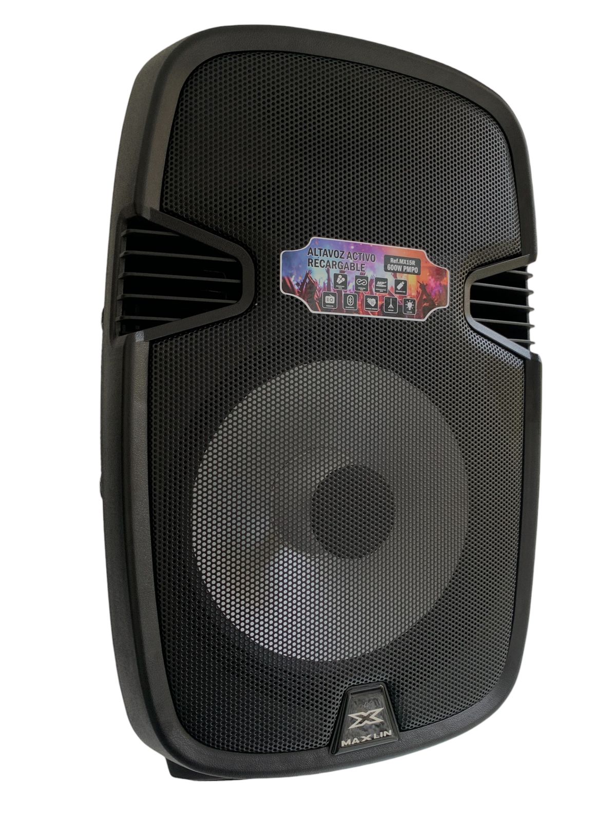 Cabina activa recargable Maxlin MX15R de 15 pulgadas con Bluetooth