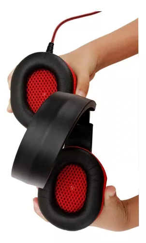 Diadema gamer RXE HDP-G05L negra y roja con micrófono e iluminación LED