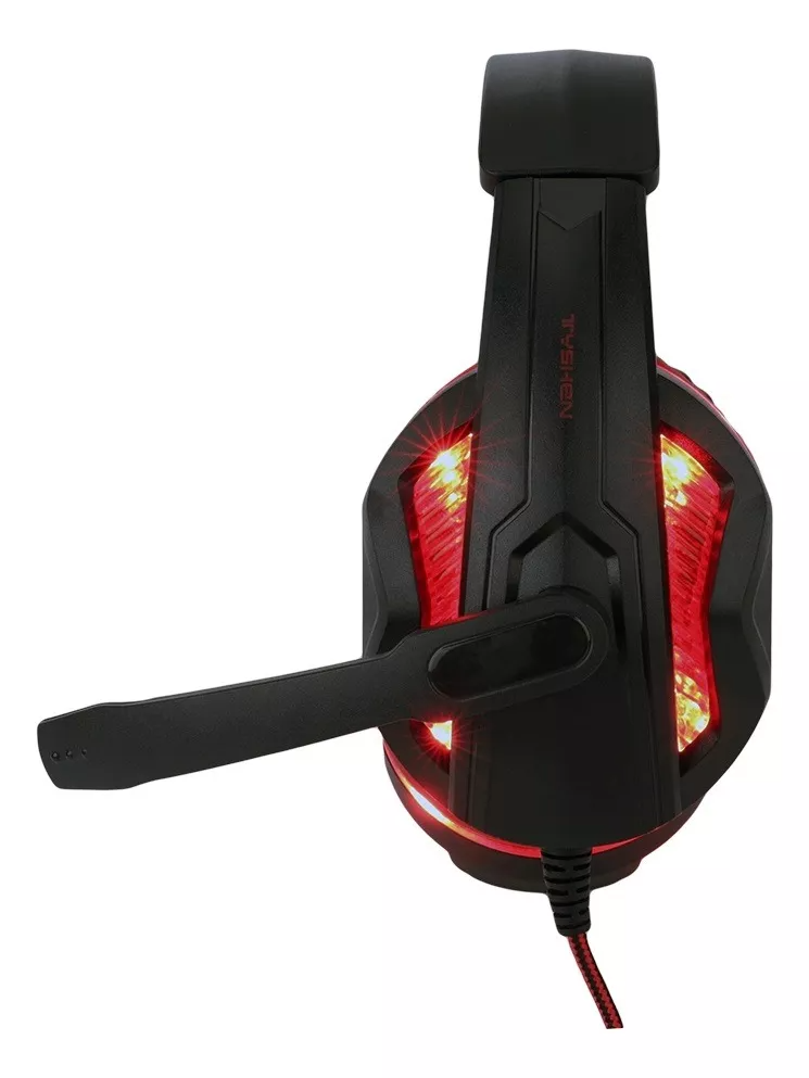 Diadema gamer RXE HDP-G05L negra y roja con micrófono e iluminación LED