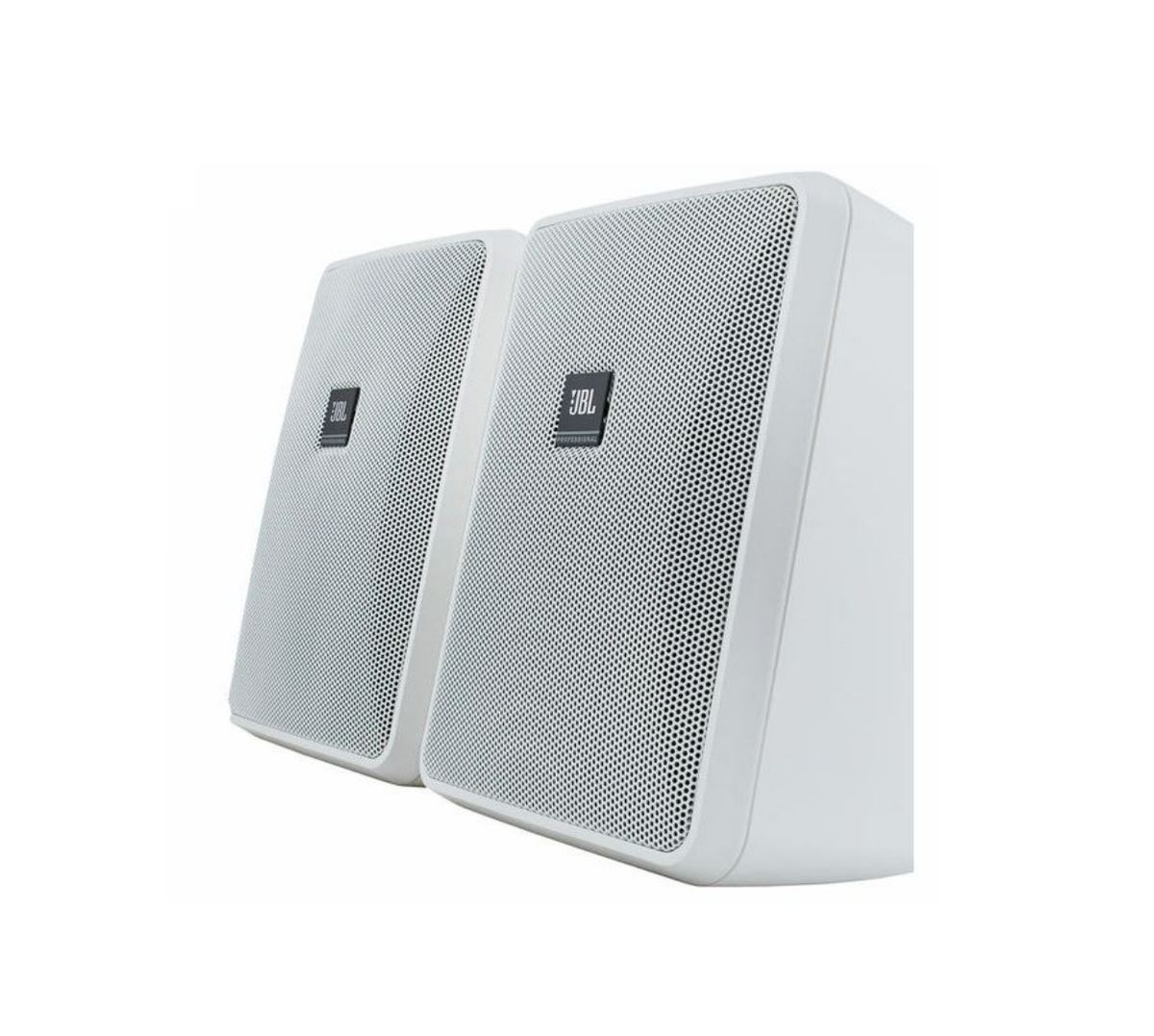 Par de parlantes de pared JBL Control 25-1 WH blancos con soporte de bola