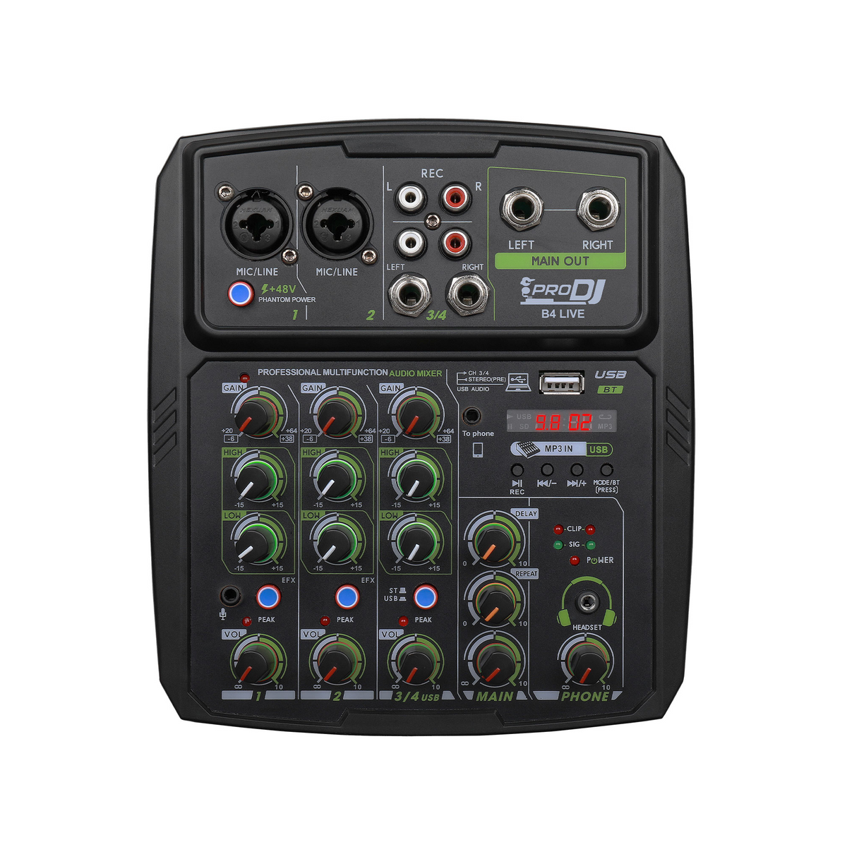 Consola análoga Pro DJ B4L de 4 canales con Bluetooth y USB