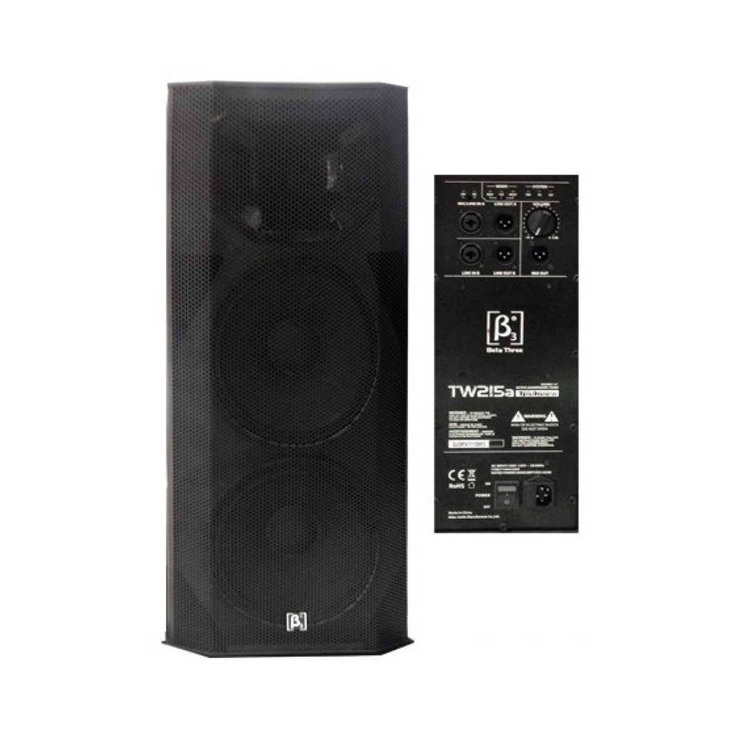 Cabina activa Beta Three TW215A con doble parlante de 15 pulgadas