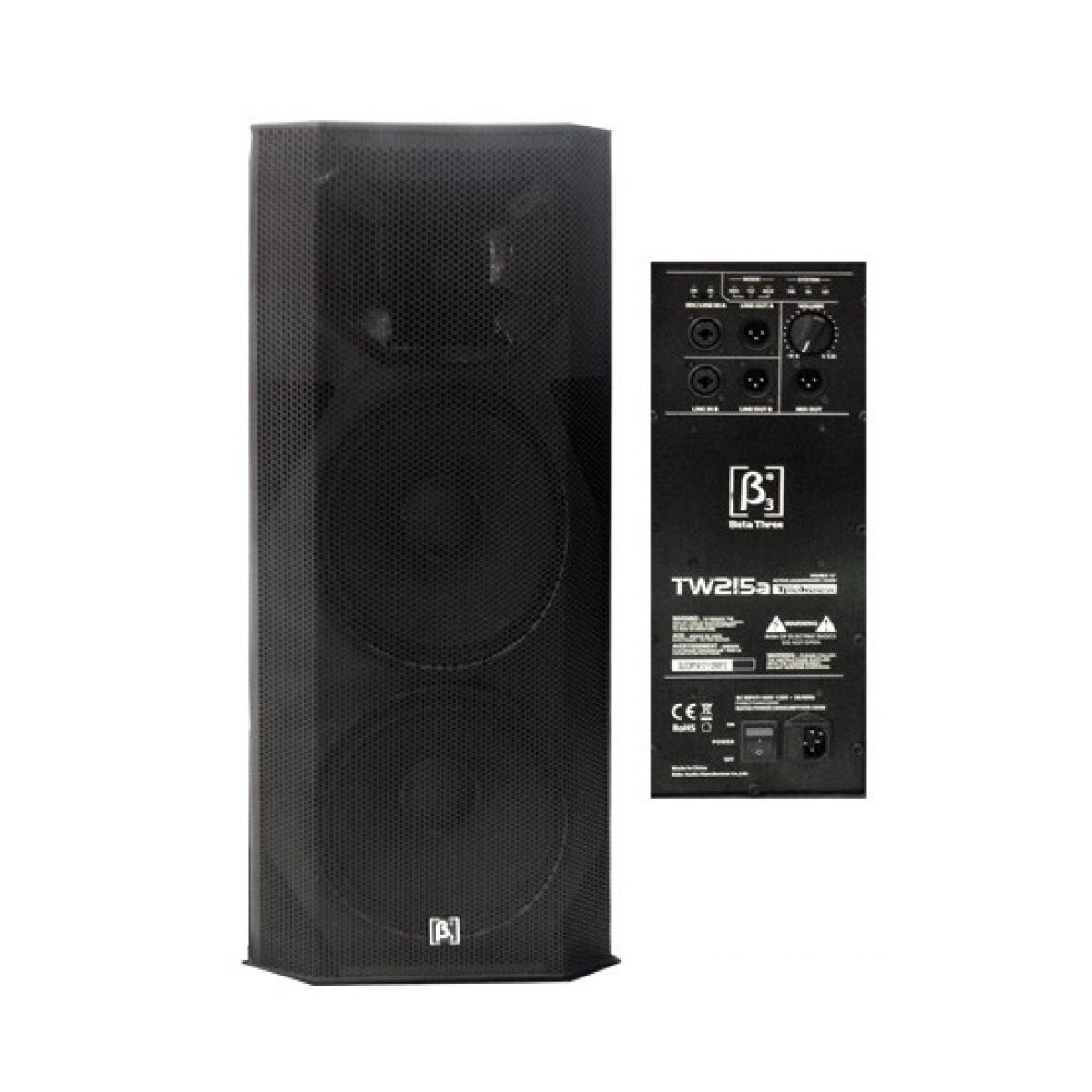 Cabina activa Beta Three TW215A con doble parlante de 15 pulgadas
