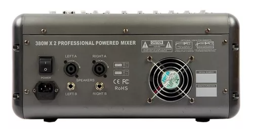 Consola activa Pro DJ PMR660 de 6 entradas híbridas con USB y Bluetooth
