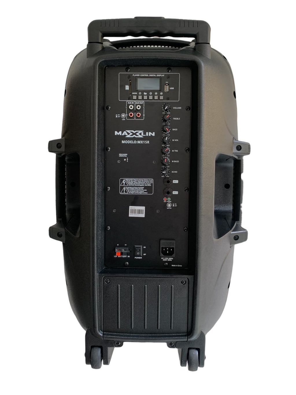 Cabina activa recargable Maxlin MX15R de 15 pulgadas con Bluetooth