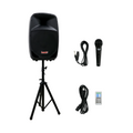 Cabina activa Pro DJ PB15E-MP3-OP SYS de 15 pulgadas con micrófono y trípode