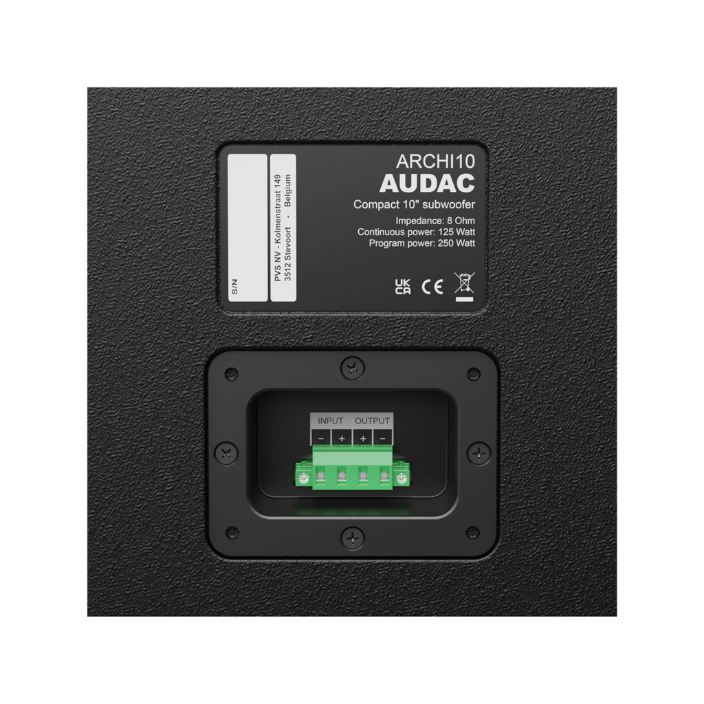 Subwoofer arquitectónico compacto Audac ARCHI10 de 10 pulgadas