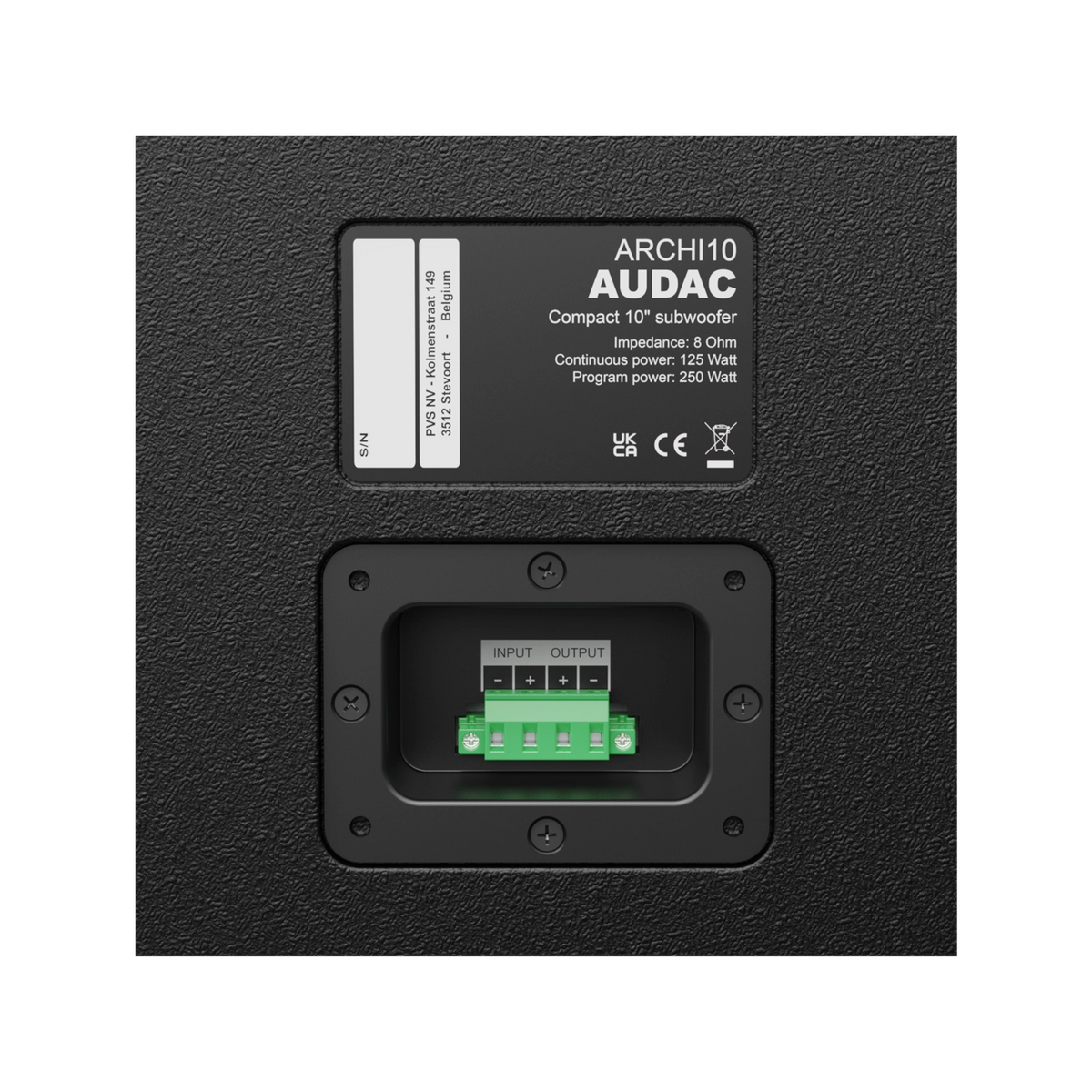 Subwoofer arquitectónico compacto Audac ARCHI10 de 10 pulgadas