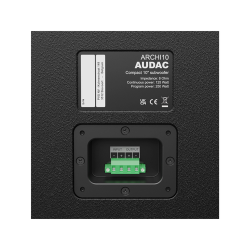 Subwoofer arquitectónico compacto Audac ARCHI10 de 10 pulgadas