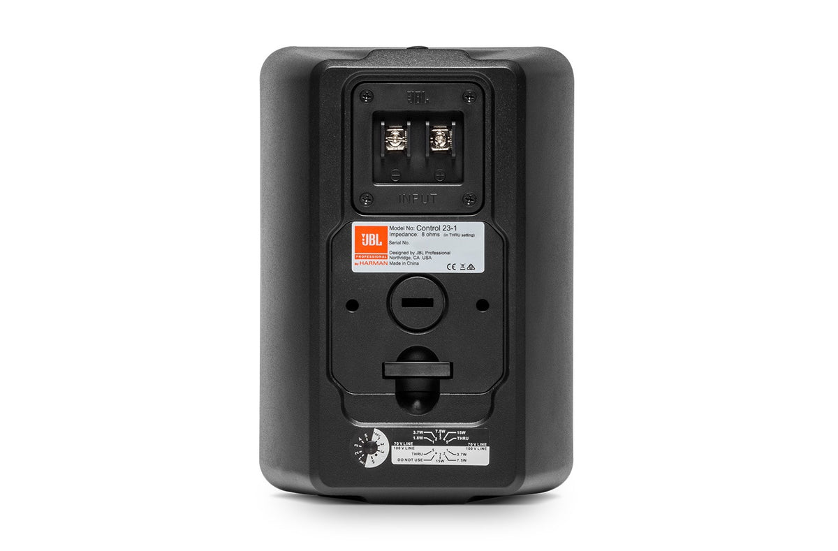 Par de parlantes de pared JBL Control 23-1 ultracompactos con transformador de línea 70/100 V